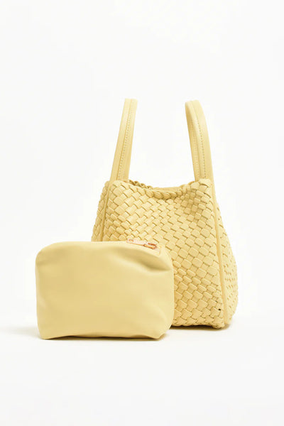 Woven Slouch Bucket Bag - Lemon