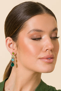 Zahra Statement Drop Earrings - Green Gold