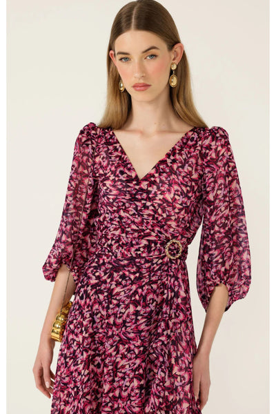 Zora Wrap Dress - Pink Lilac Feather