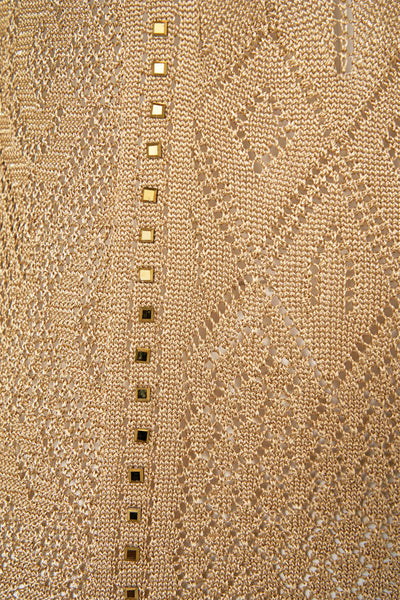 Ornate on a Plate Fitted Pointelle Turtle Neck Knit - Gold