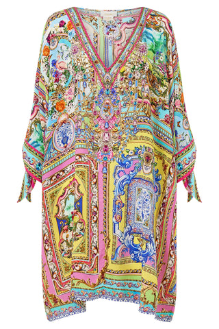 Spirit of Santa Maria Tie Sleeve Short V-Neck Kaftan