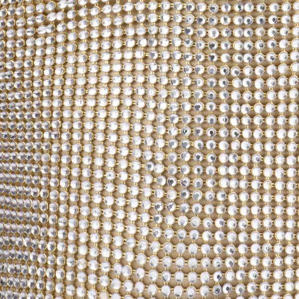 Ellie Crystal Mesh Ring Handle Bag - Champagne