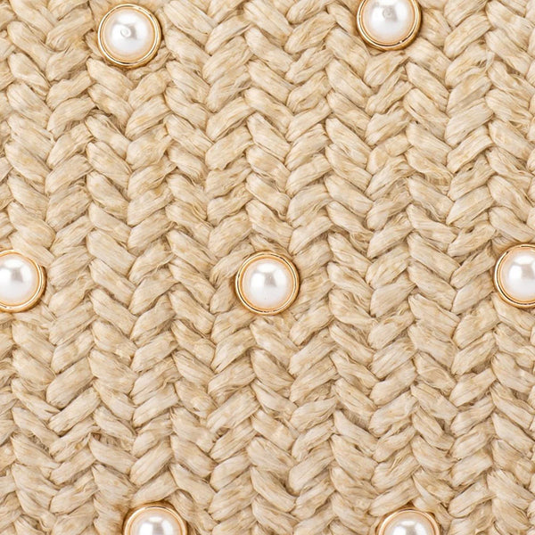 Kaia Studded Woven Clutch - Natural