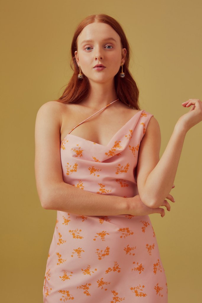 KEEPSAKE THE LABEL Allure Dress Blush Ditzy Floral Smoke Mirrors Boutique