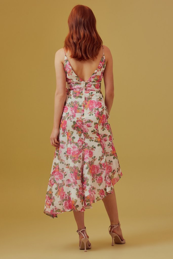 KEEPSAKE THE LABEL Oblivion Midi Dress Ivory Floral Smoke Mirrors Boutique