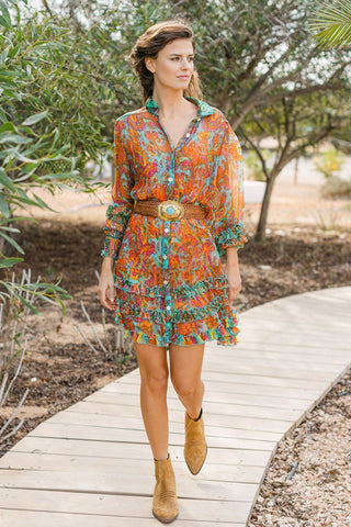 Romi Mini Shirt Dress - Aqua