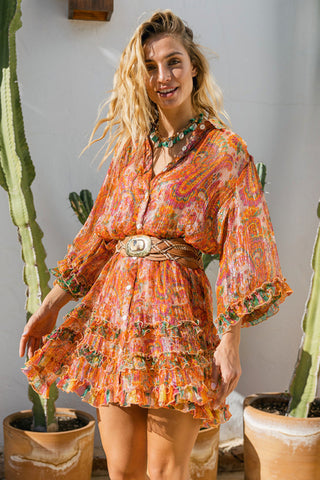 Romi Mini Shirt Dress - Peach