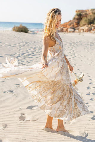 Monica Maxi Dress - Gold Lurex