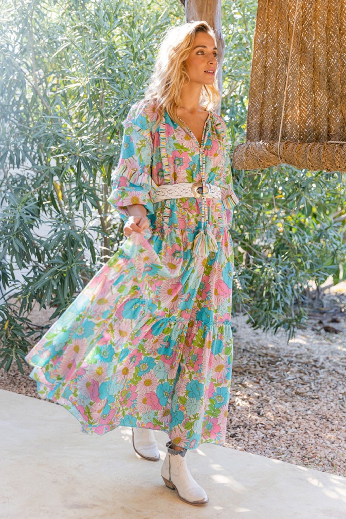 Floralies Cotton Maxi Dress - Pastel Floral