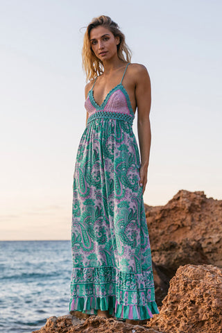 Charm Crochet Maxi Dress - Aqua