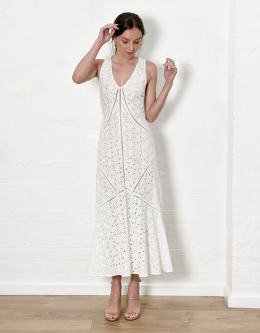 Peony Eyelet Lace Midi Dress