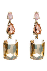 Adley Crystal Drop Earring - Champagne Amber