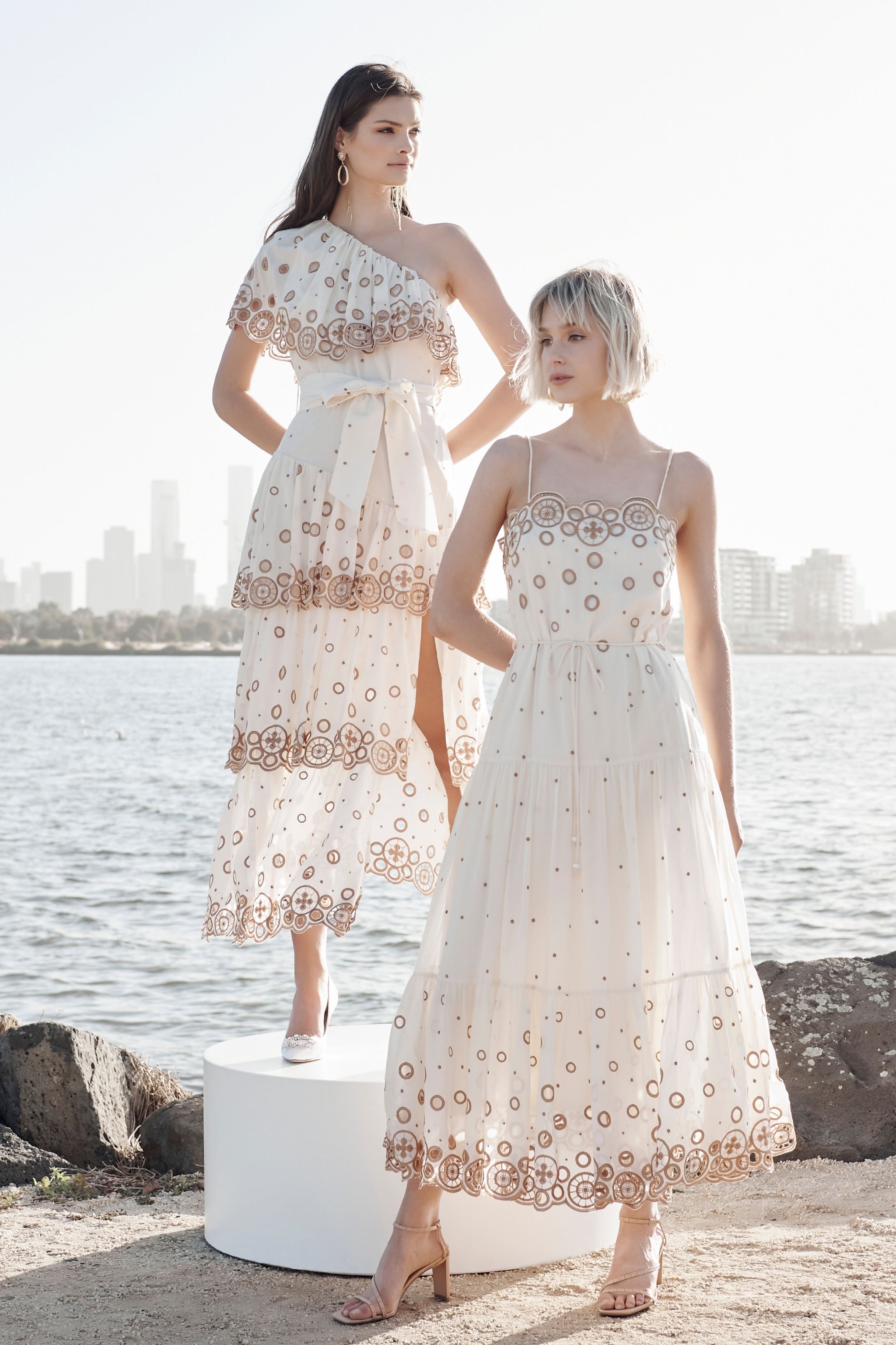 ELLIATT COLLECTIVE Amina Maxi Dress Ivory Bronze Smoke Mirrors Boutique