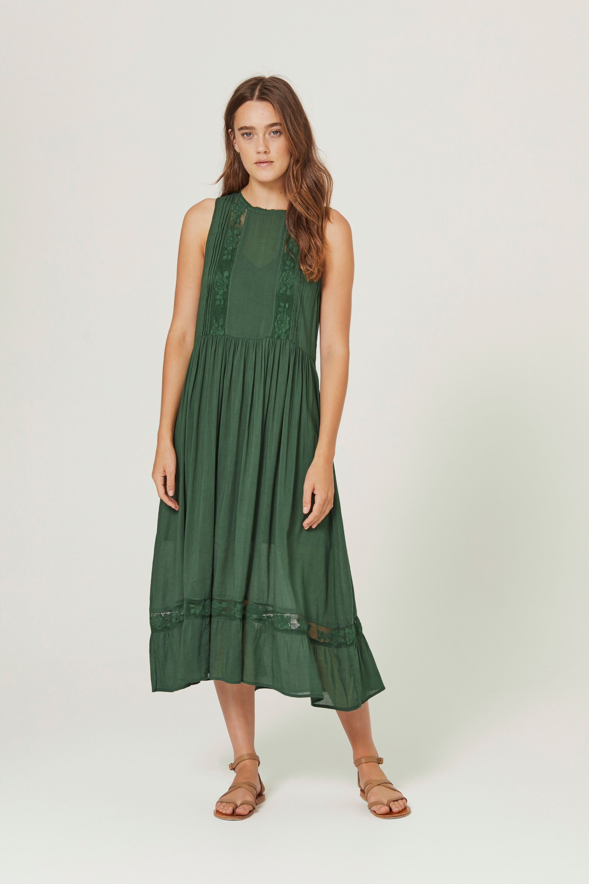 Margot Wren Midi Dress Forest Smoke Mirrors Boutique