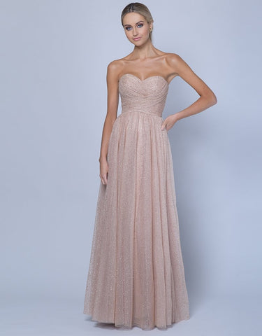 Cristalle Strapless Glitter Gown