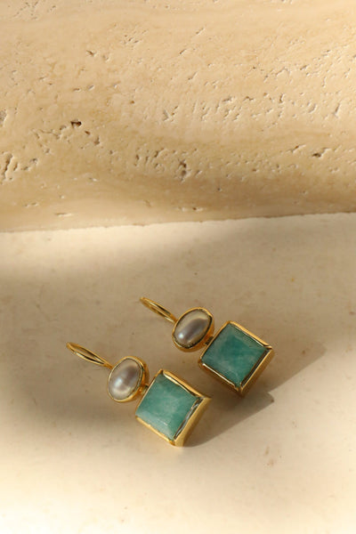 Hillside Earrings - Amazonite and Pearl