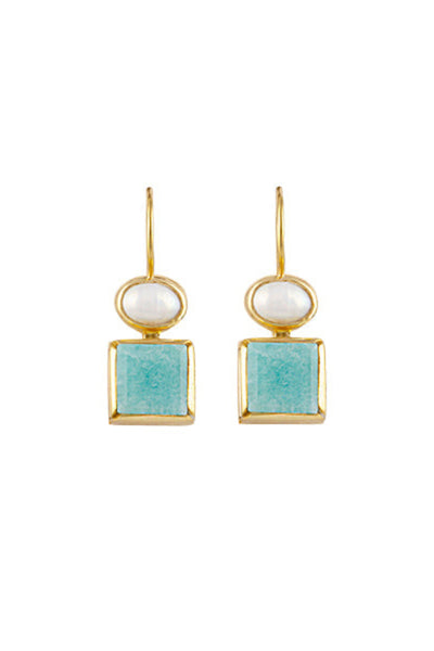 Hillside Earrings - Amazonite and Pearl