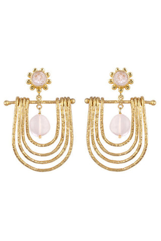 Rosetta Earrings - Rose Quartz