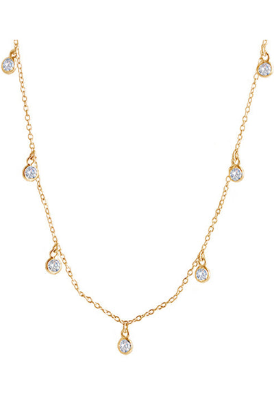 Bezel Scattered Drop Necklace - 18k Gold Plated