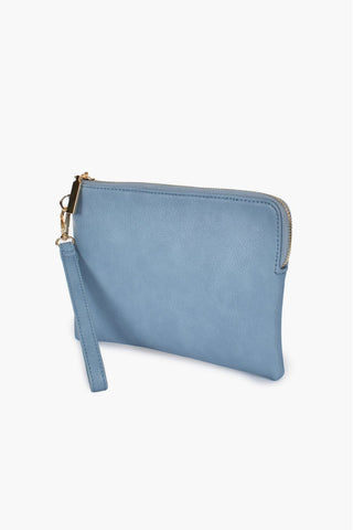 Becca Vegan Leather Corner Zip Pouch - Blue