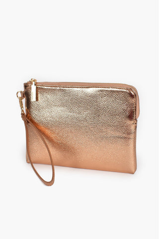 Becca Vegan Leather Corner Zip Pouch - Rose Gold