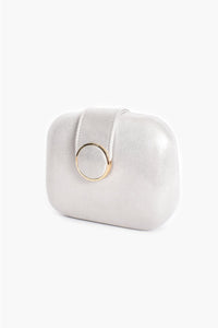 Circle Clasp Structured Clutch - Silver