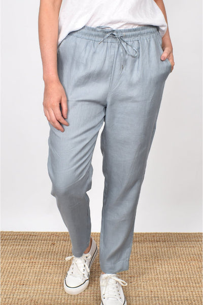 Annabel Slim Leg Linen Jogger Pant - Steel Grey