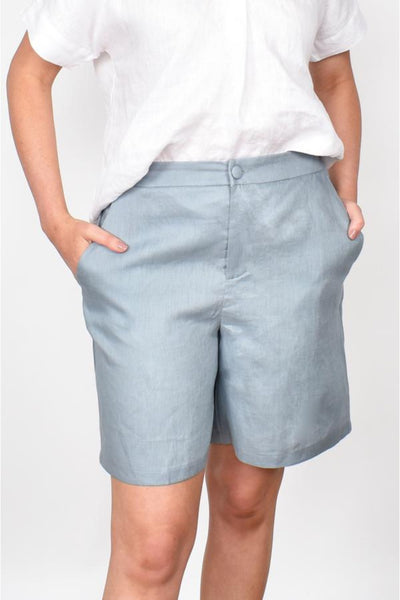 Keira Boyfriend Linen Shorts - Steel Grey