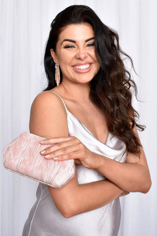 Textured Ripple Hardcase Clutch - Pink