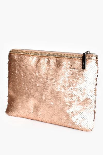 Two Tone Sequin Pouch - Rose/Silver