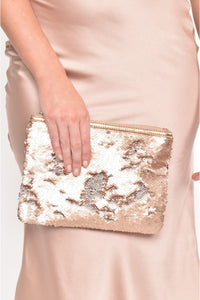 Two Tone Sequin Pouch - Rose/Silver