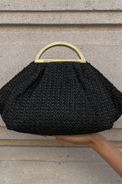 Adriana Woven Handle Bag - Black