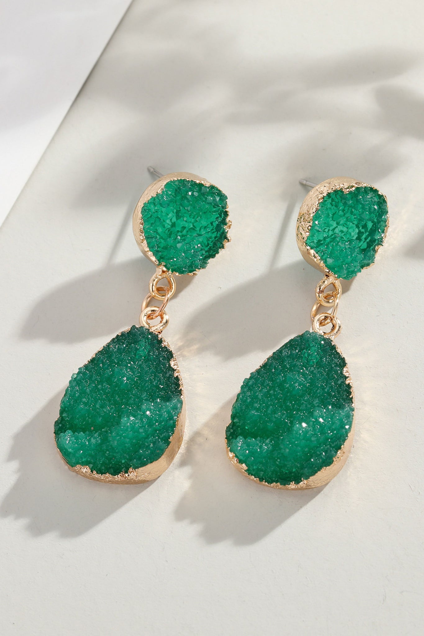 Aggie Faux Quartz Earring - Emerald