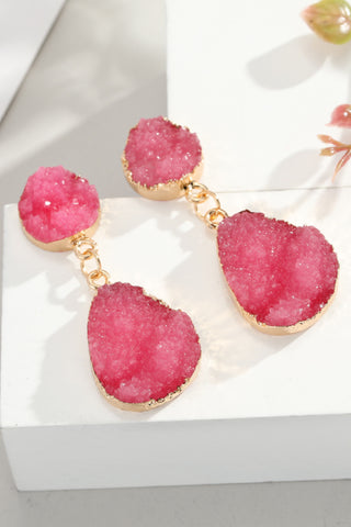Aggie Faux Quartz Earring - Hot Pink
