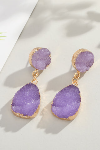 Aggie Faux Quartz Earring - Lilac