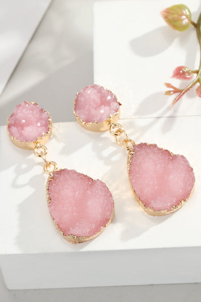 Aggie Faux Quartz Earring - Pink