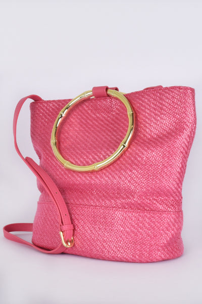 Aleah Ring Handle Weave Tote - Pink