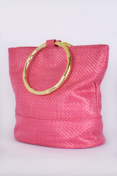 Aleah Ring Handle Weave Tote - Pink