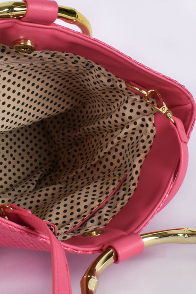 Aleah Ring Handle Weave Tote - Pink