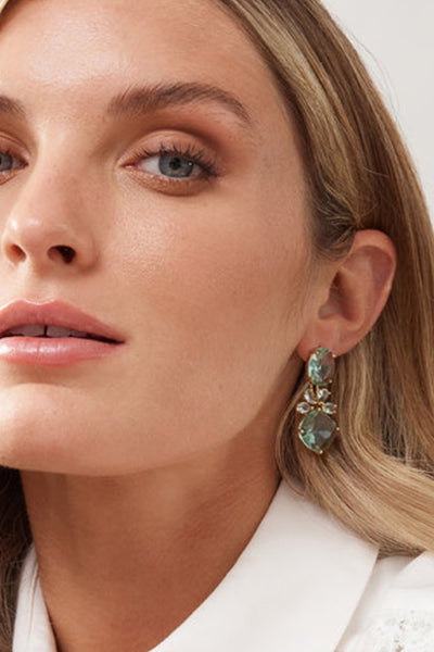 Allison Crystal Earrings - Mint