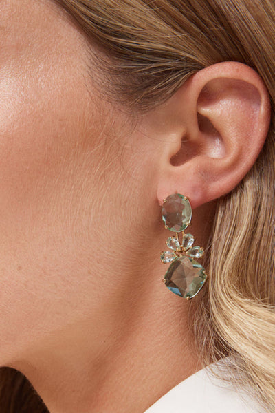 Allison Crystal Earrings - Mint