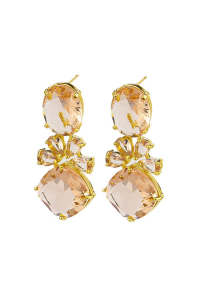 Allison Crystal Earrings - Peach