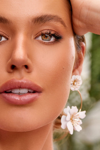 Aloha Ring Flower Earrings - White