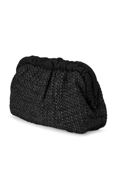 Amalia Pleated Woven Clutch - Black