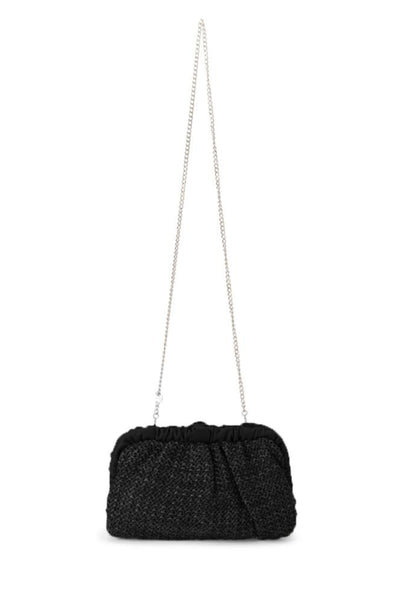 Amalia Pleated Woven Clutch - Black