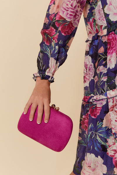 Anderson Faux Suede Structured Clutch - Black