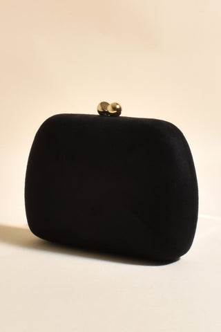 Anderson Faux Suede Structured Clutch - Black