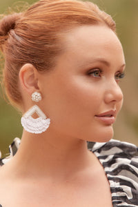 Anika Sequin Event Earrings - White