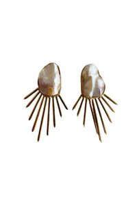 Anjou Earrings - Gold Mother of Pearl