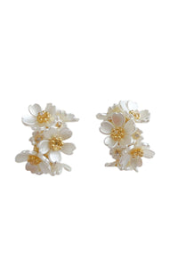 Ariah Flower Hoop Earrings - White